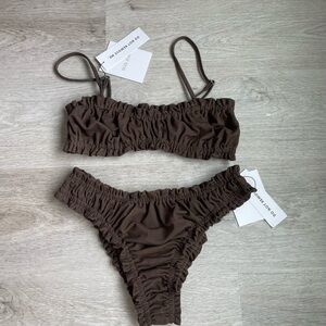 With Jean Brown Bikini Set